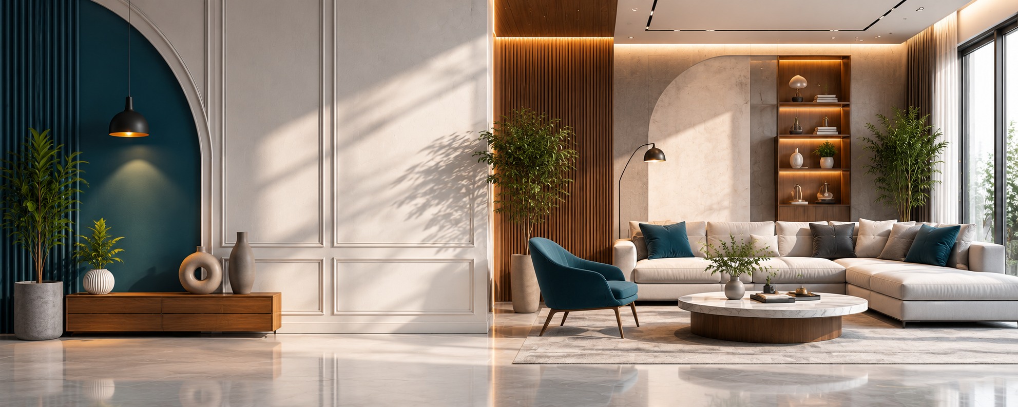 Luxury modern interior with natural lighting